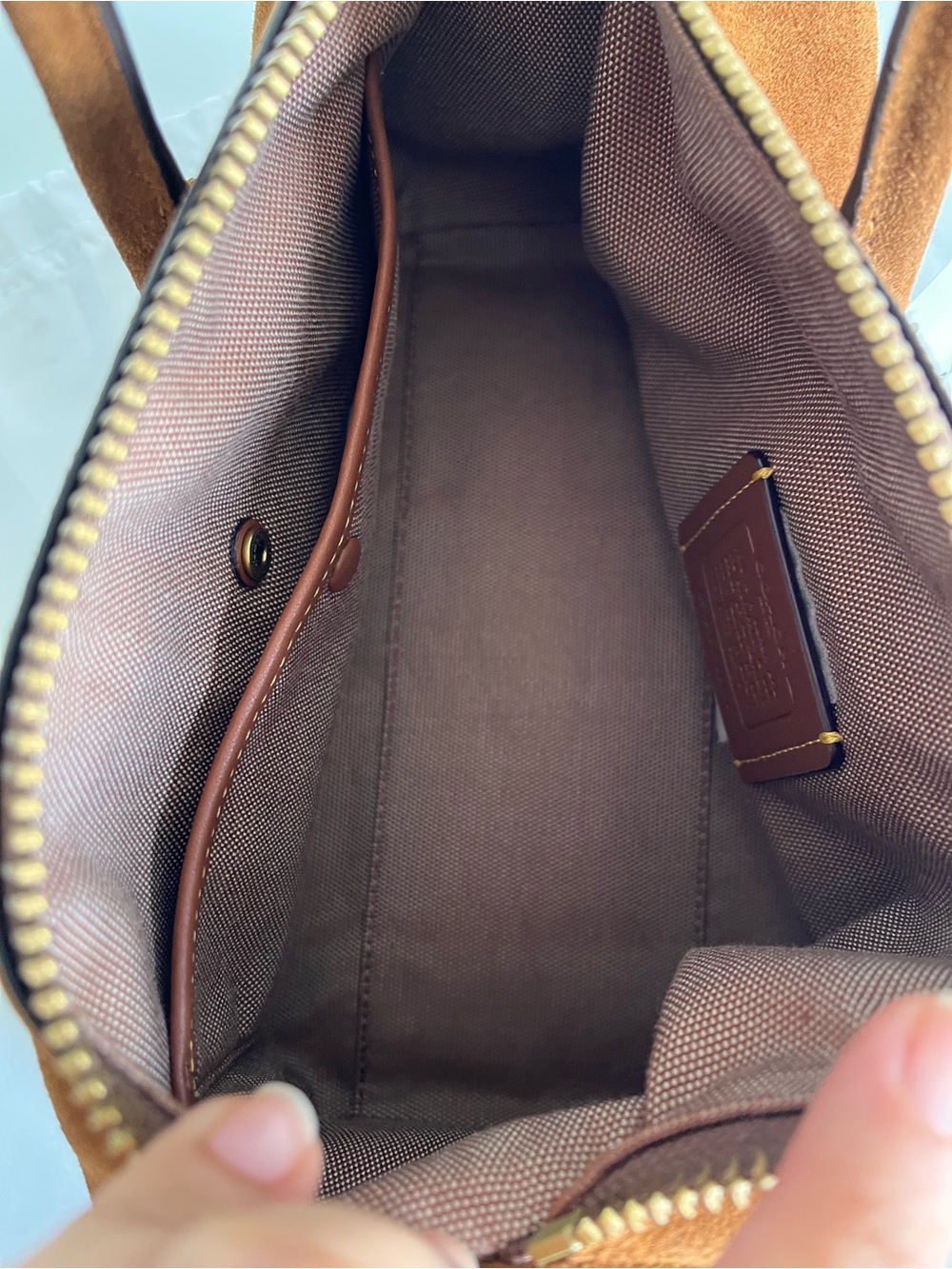 Coach Compass 25 Suede with Gold Hardware - Picture 11 of 12